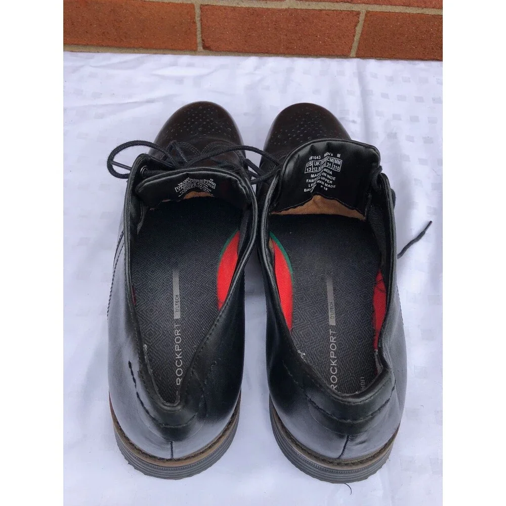 Rockport Men Black Leather Dress Casual Wingtip Oxfords Size 13 M